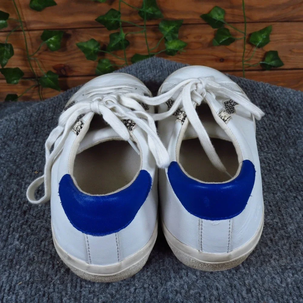 Madewell Sidewalk Women Casual Sneakers 8.5 Everyday‎ White Leather Blue Animal